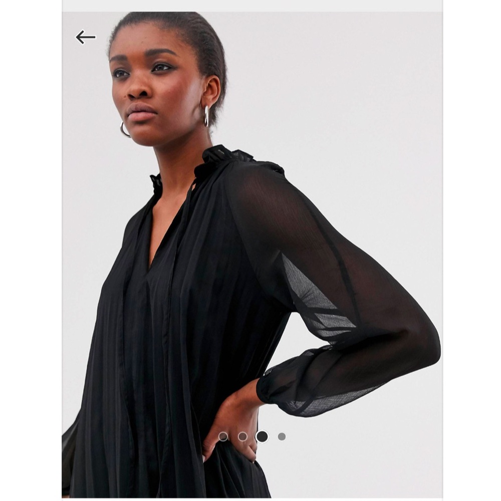 ASOS DESIGN pleated trapeze midi dress with long sleeves - Picture 8 of 8